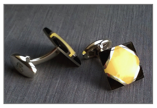BG-Amber Hand London Made Cufflinks by Beata Gregorczyk