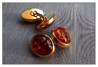 BG-Amber Hand London Made Cufflinks by Beata Gregorczyk