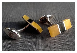 BG-Amber Hand London Made Cufflinks by Beata Gregorczyk