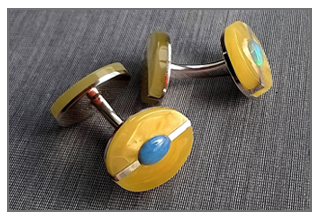 BG-Amber Hand London Made Cufflinks by Beata Gregorczyk