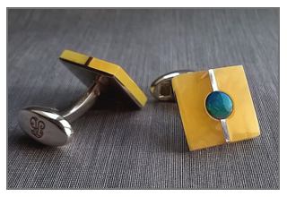 BG-Amber Hand London Made Cufflinks by Beata Gregorczyk